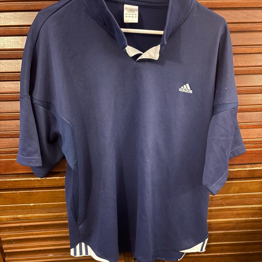 adidas Navy Short-Sleeve Athletic Polo with Subtle Logo
